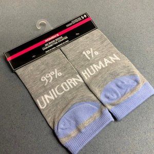 Ladies Socks 99% UNICORN 1% HUMAN No Show Gray Grey Blue socks